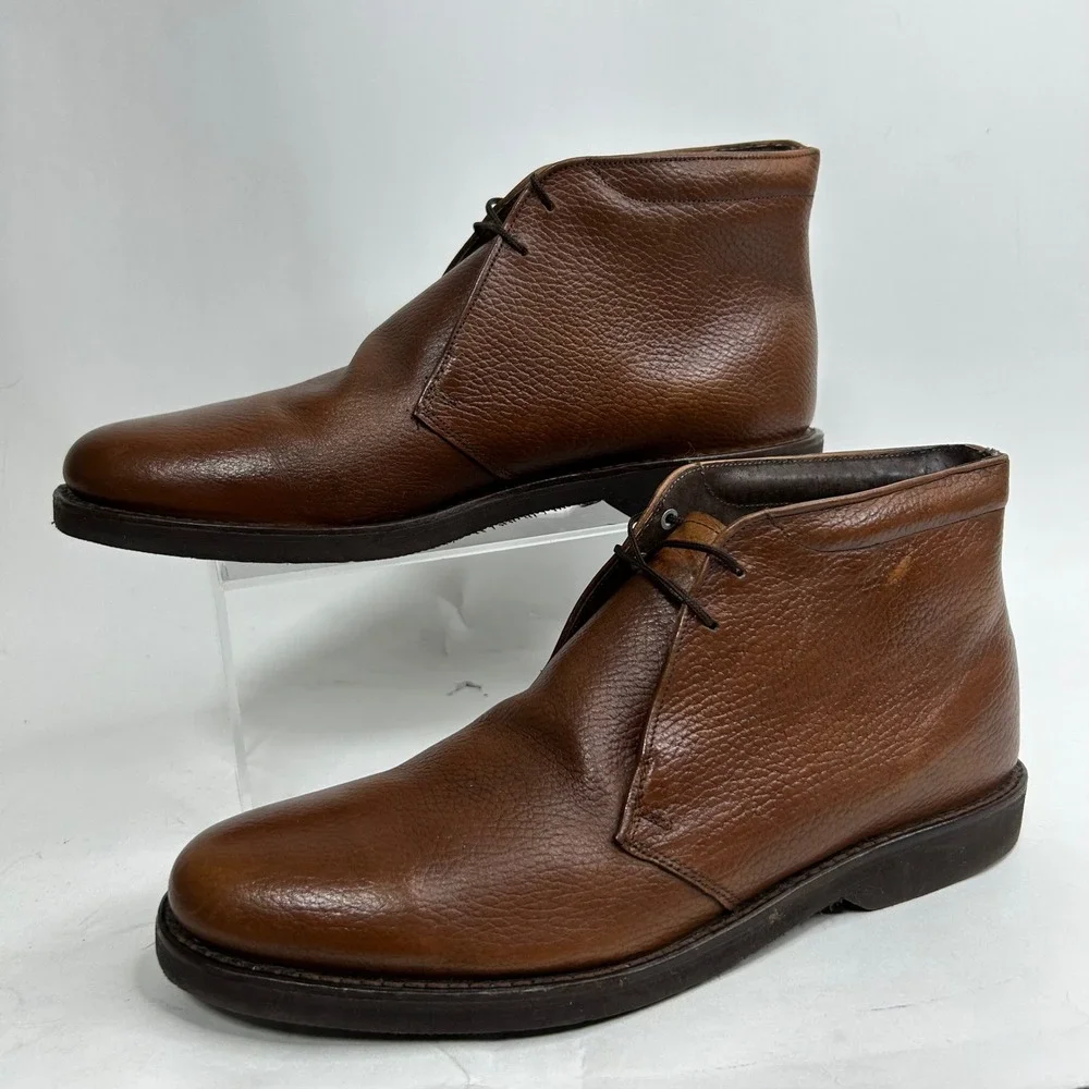 Stafford Mens Brown Pebble‎ Grain Leather Chukka Boots Made in USA 10 D 15241